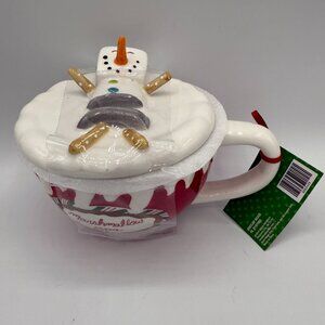 Blue Sky Heather Goldminc Sleigh Bell Bistro Snowman Marshmallow Spa Mug 13oz NW